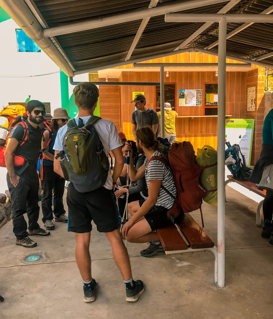 Hikers gathered in the waiting area - Inca Trail