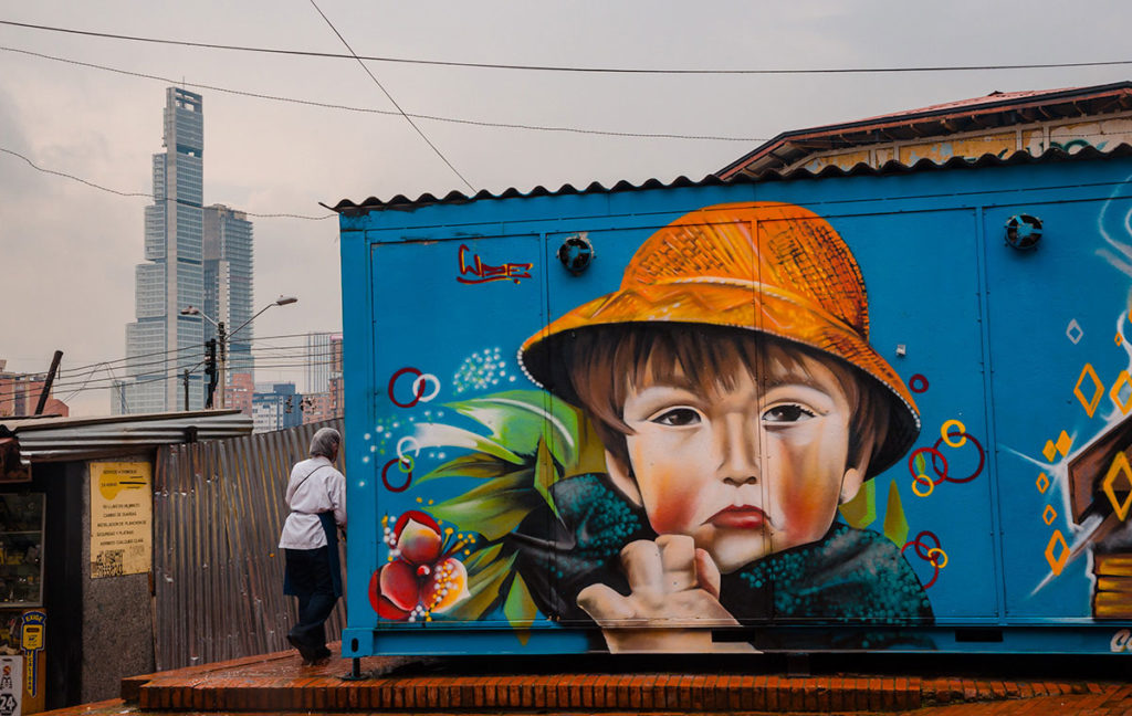 Graffiti of a young boy - Bogotá