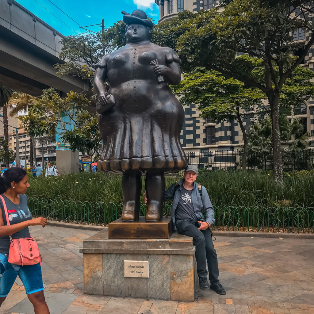 Ed beside The Dressed Woman statue - Medellin