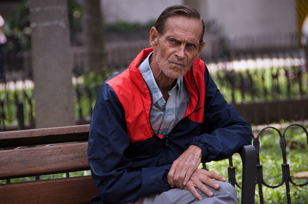 Elderly unshaved man in the park - Medellin