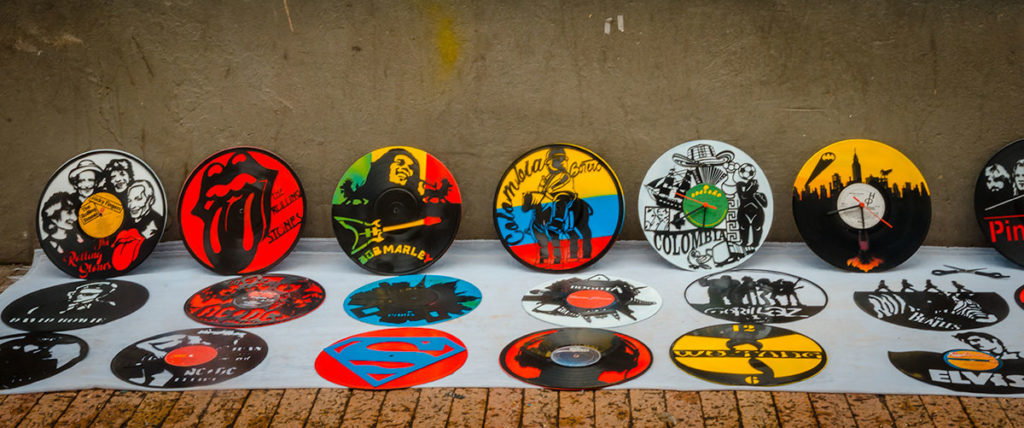 Colorful buttons of famous musicians - Bogotá