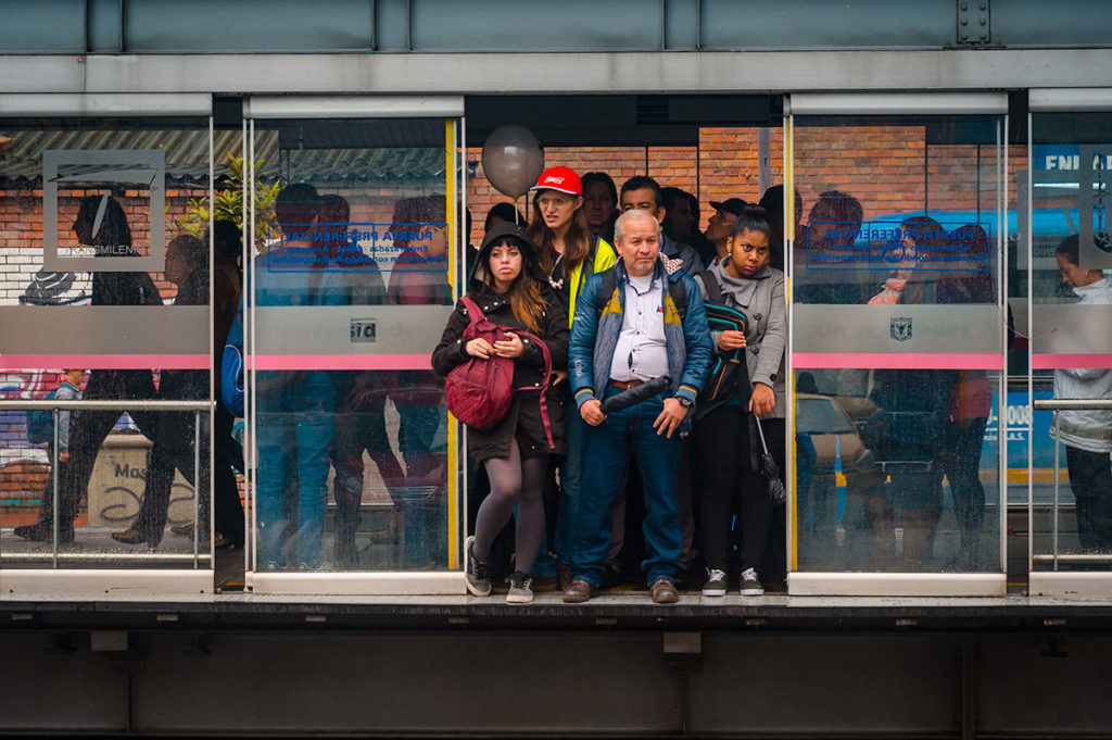 Commuters waiting for a bus - Bogotá