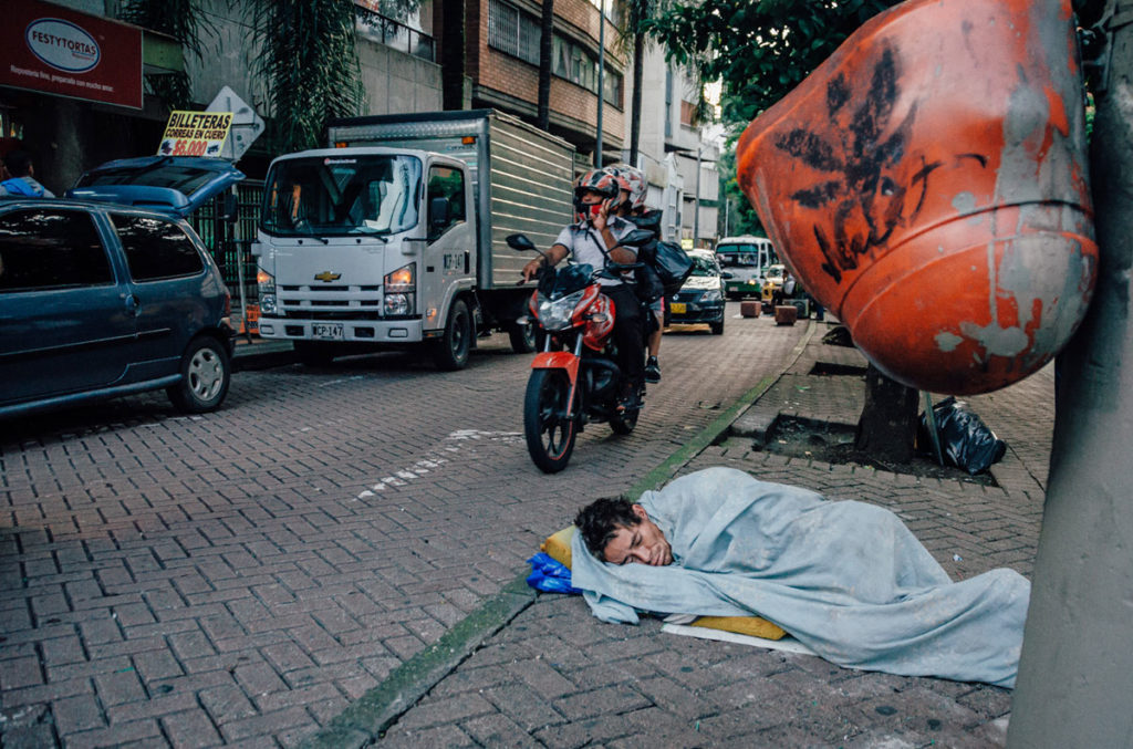 Homeless man sleeping - Medellin
