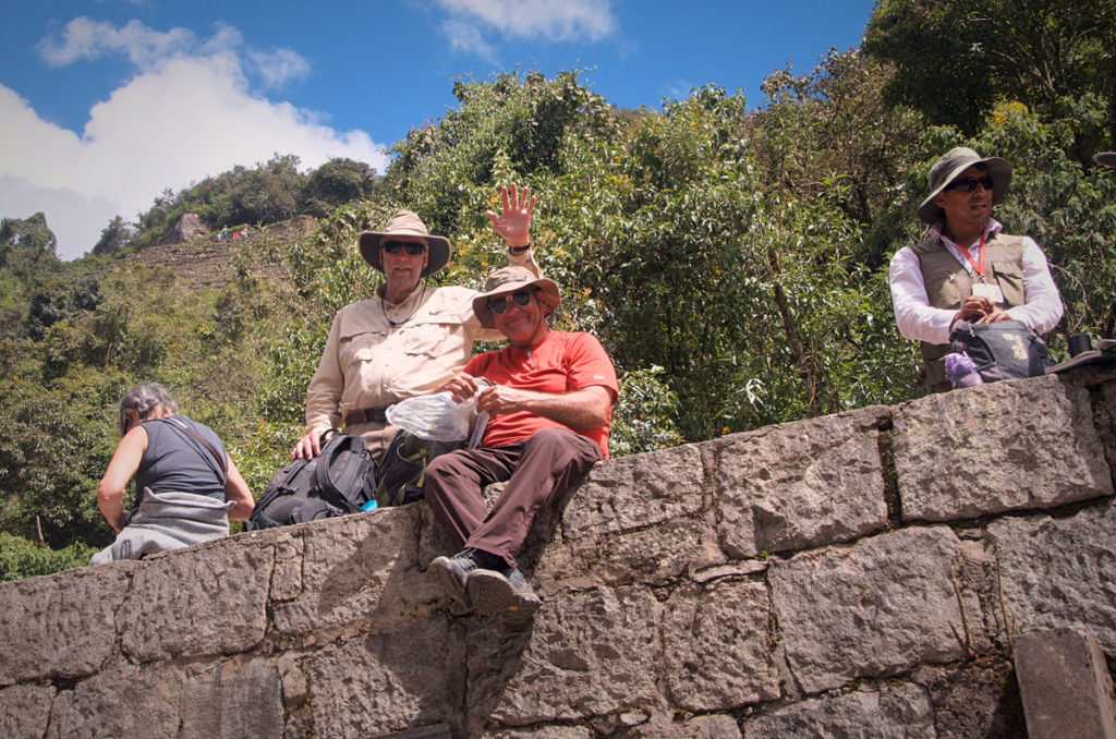 Steve and Nick resting after hike to Machu Picchu - Peru