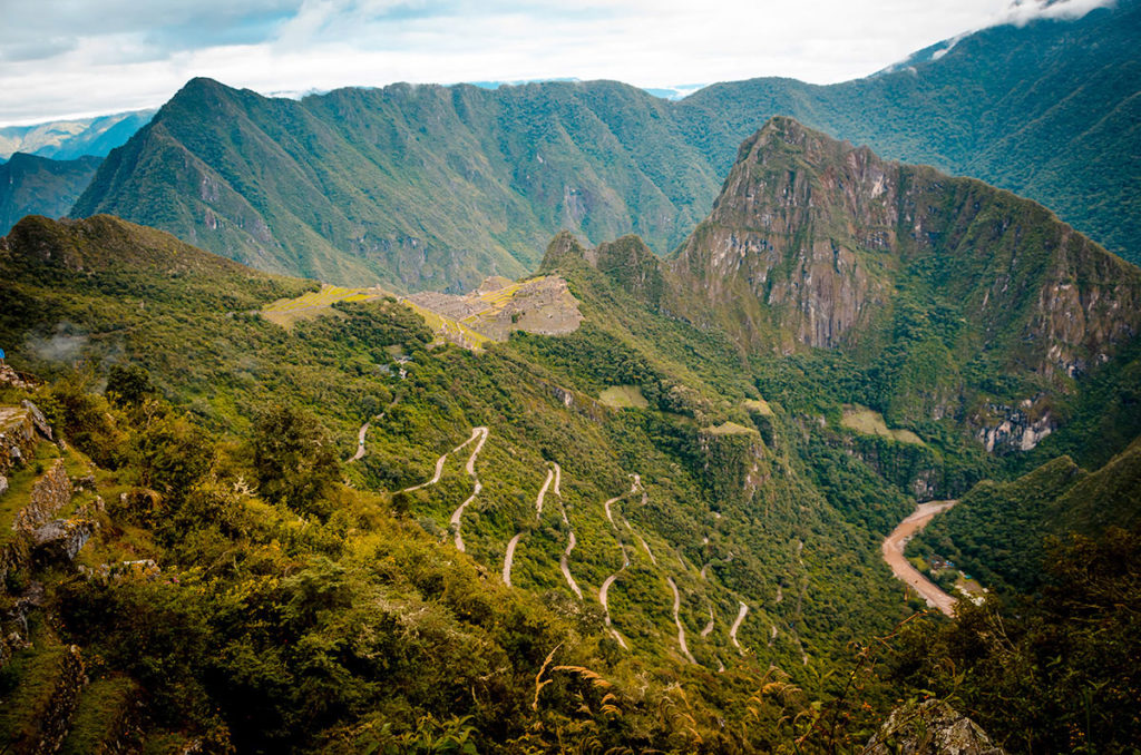 View of switchbacks to the main road - Peru