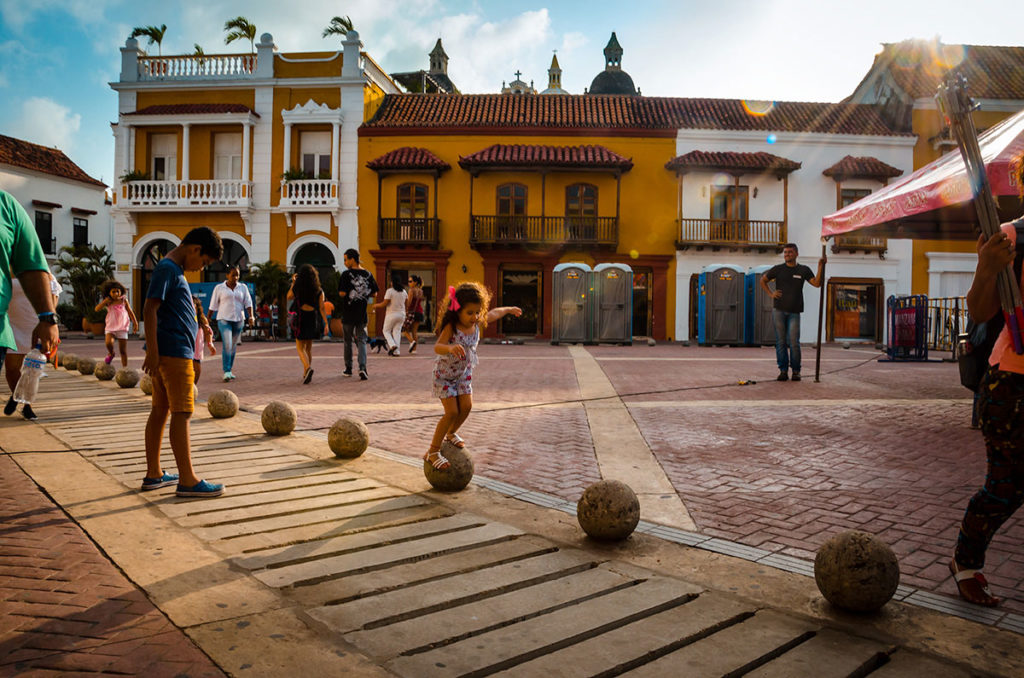 People at a public plaza - Cartagena