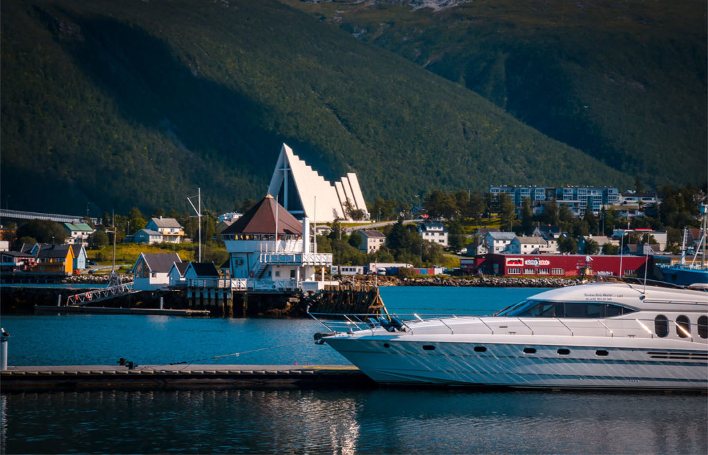 View of the Arctic Cathedral from afar - Tromsø