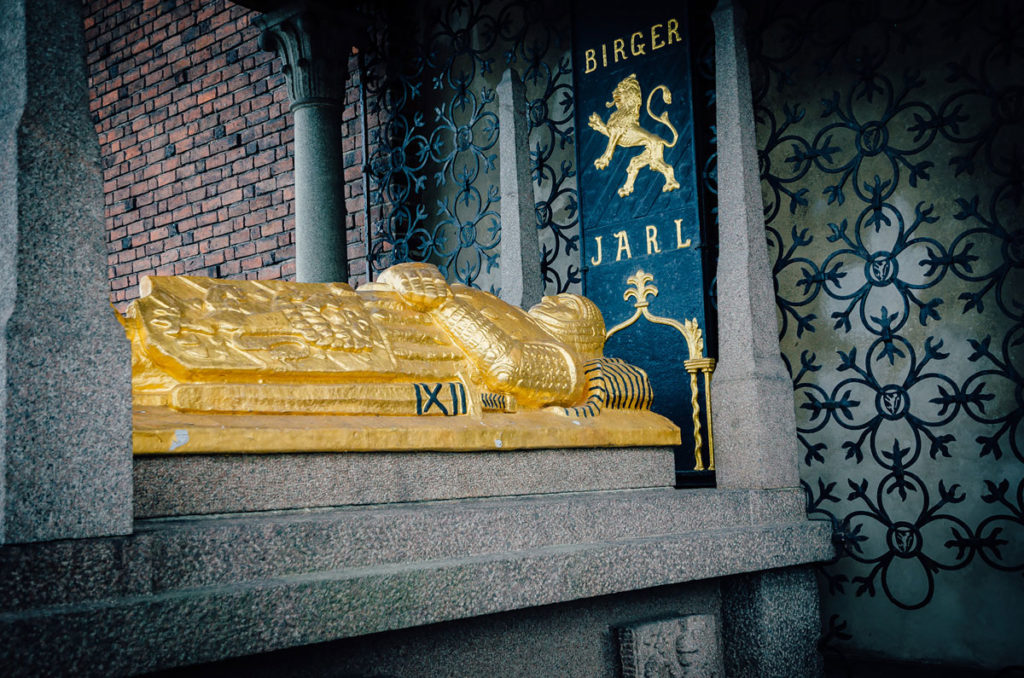 Gold elaborate tomb of Birger Jarl in Stockholm, Sweden