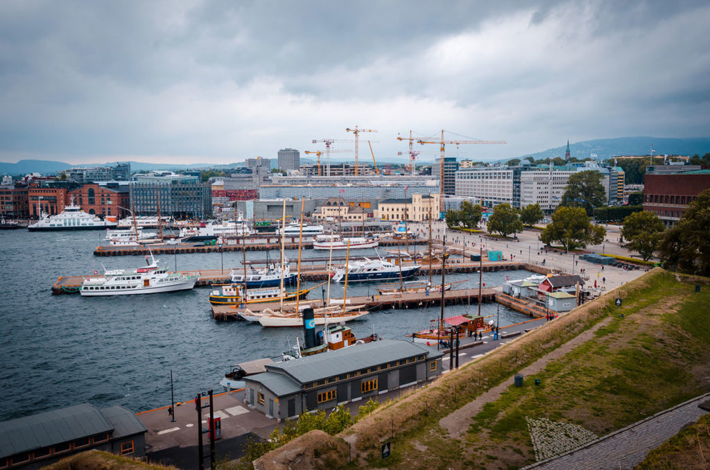 Ferries docked in the harbor - Oslo