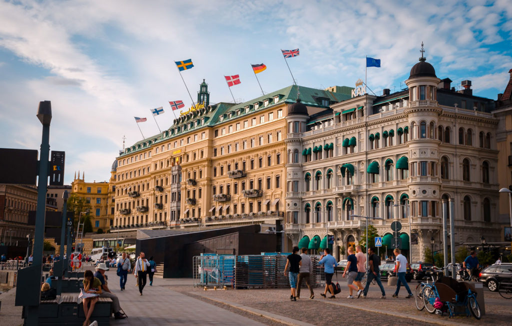 View outside the Grand Hotel in Stockholm, Sweden