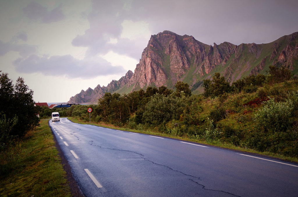 View of a mountain beside the road - Andøya Island