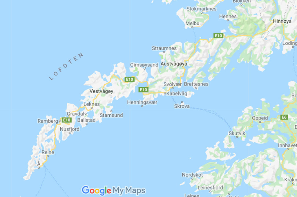 Map of the Lofoten Islands - Norway