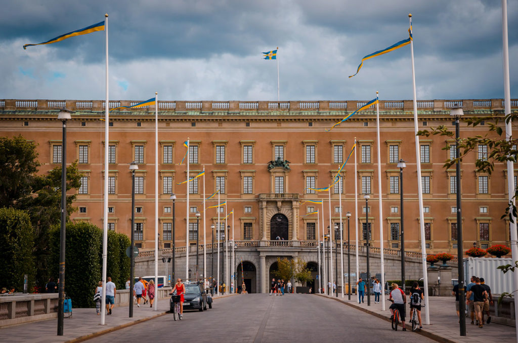 View outside the Parliament House in Stockholm, Sweden