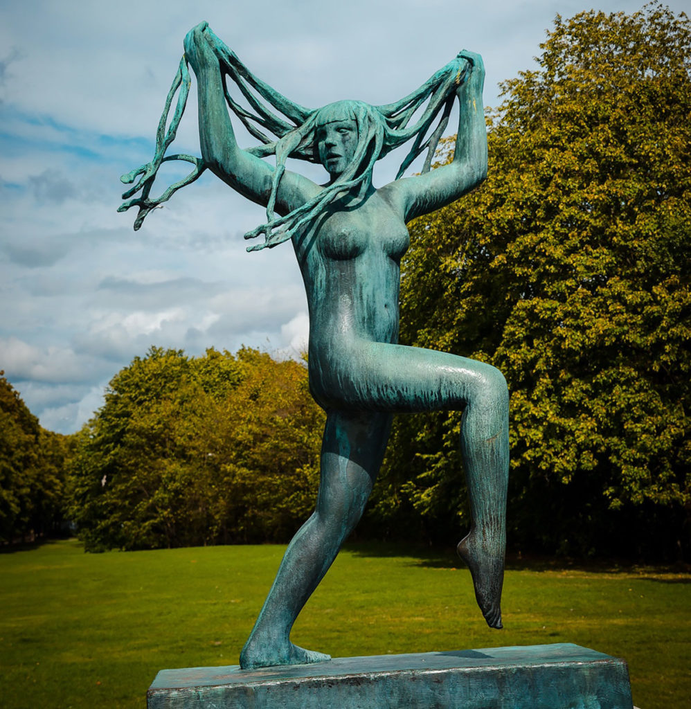 Sculpture of a girl with long hair - Vigeland Park