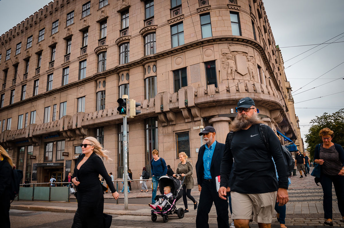 Pedestrians crossing the street - Helsinki