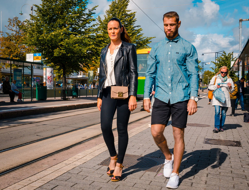 Young fashionable couple walking - Helsinki