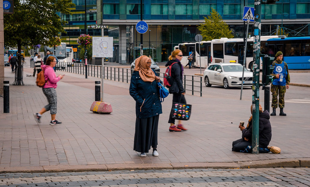 Pedestrian woman in Hijab - Helsinki