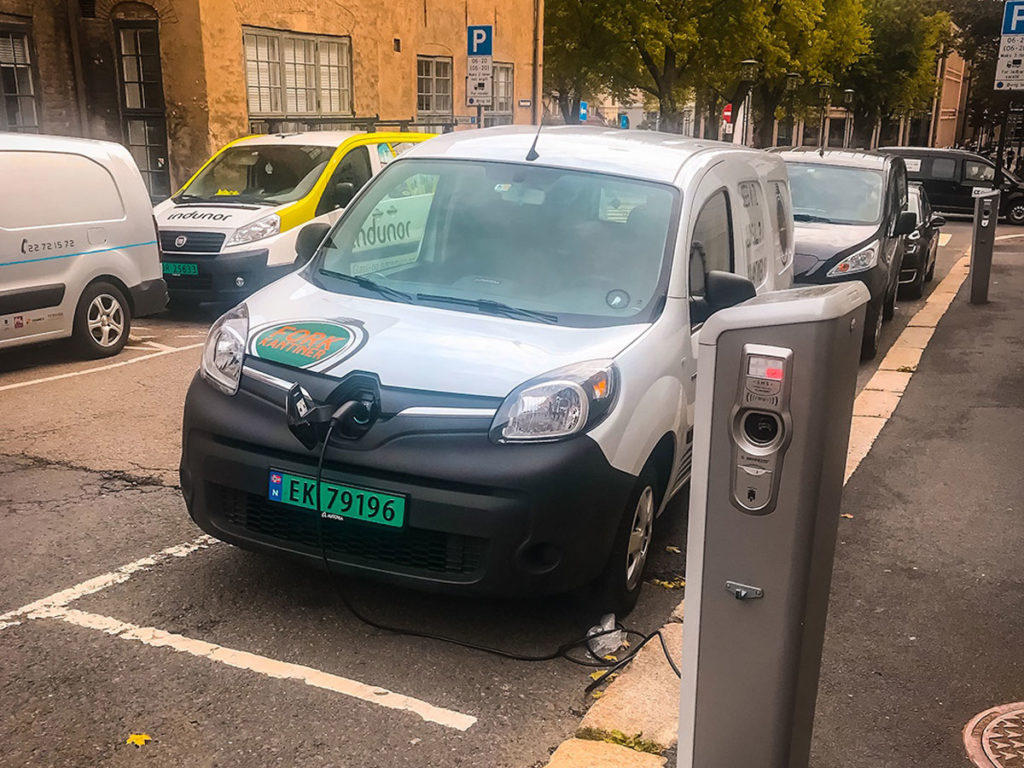 Electric car charging on the street - Oslo