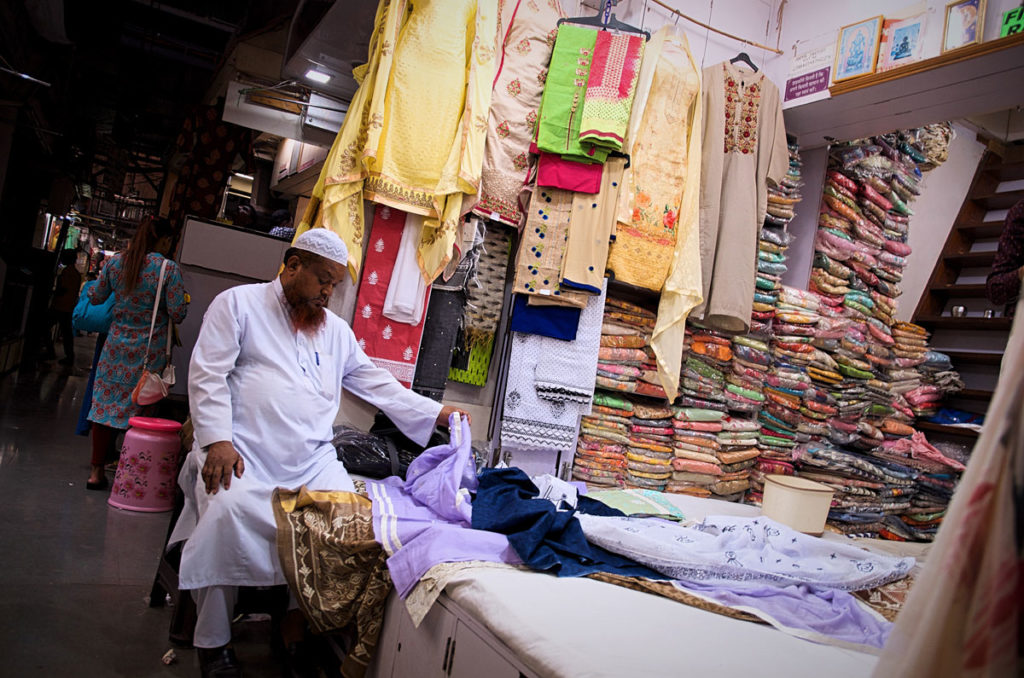 Clothing stall in Mangaldas Market - Mumbai