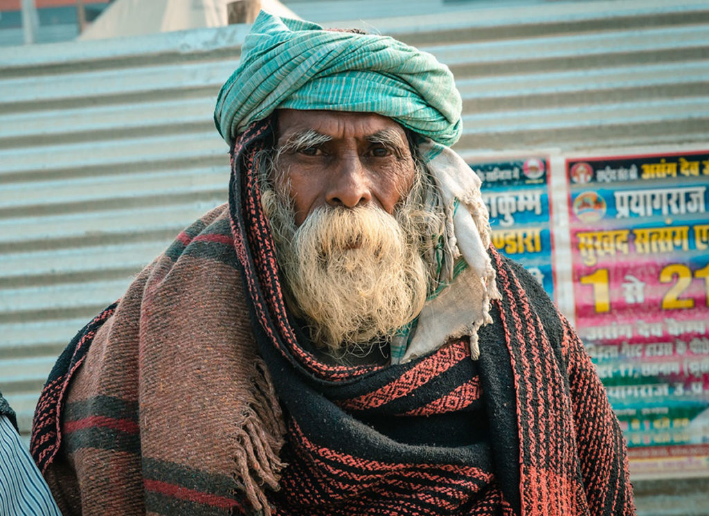 Bearded elderly hindu pilgrim - India