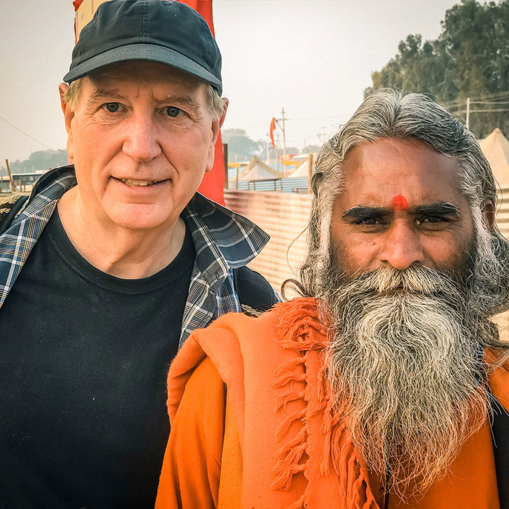 Ed with a pepper-haired Sadhu - India