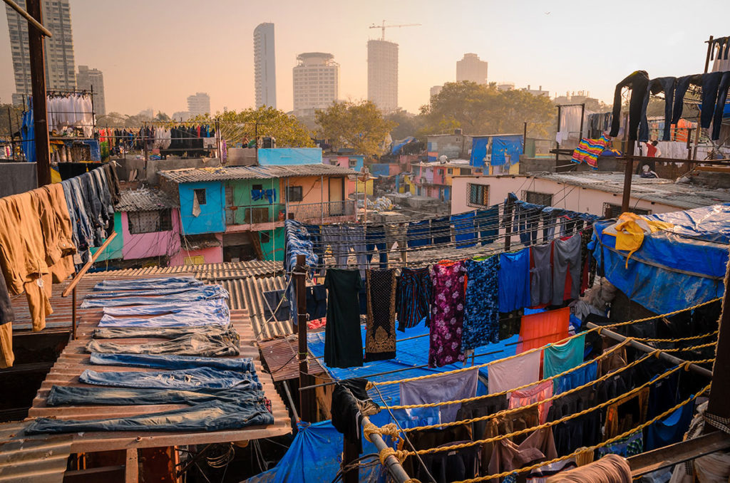 Clothes being dried in the rooftop - Mumbai