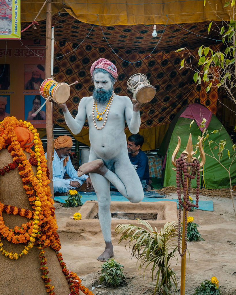Naga Sadhu On One Leg - India