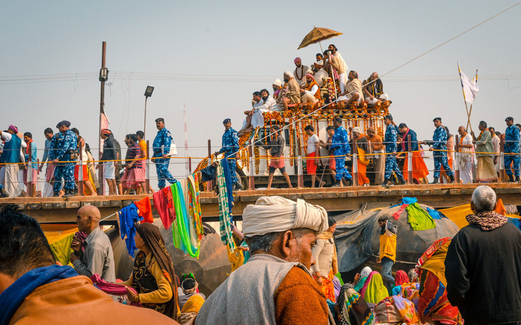 Decorated float during a Kumbh Mela parade - India