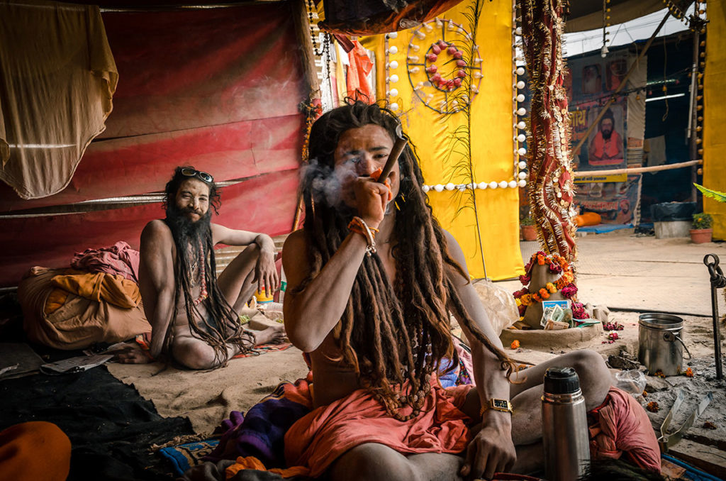 Smoking Naga Sadhus - India