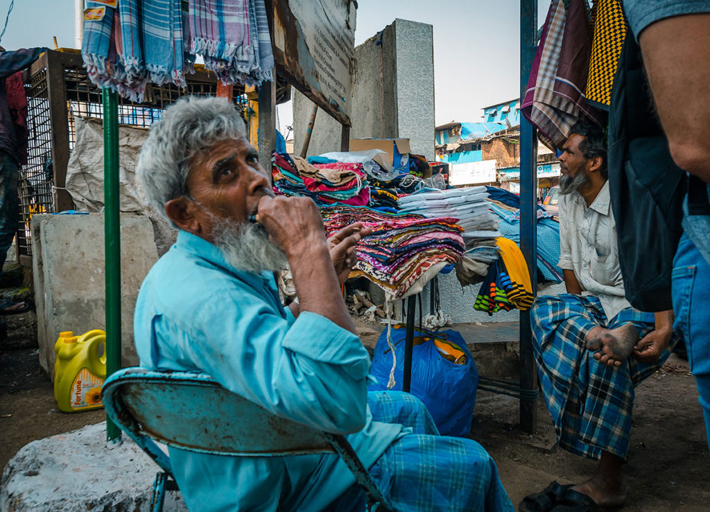 Street vendors selling cloths - Dharavi