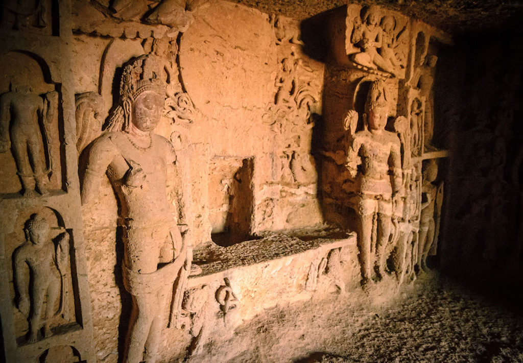 Wall sculptures in Cave 90 - Kanheri Caves
