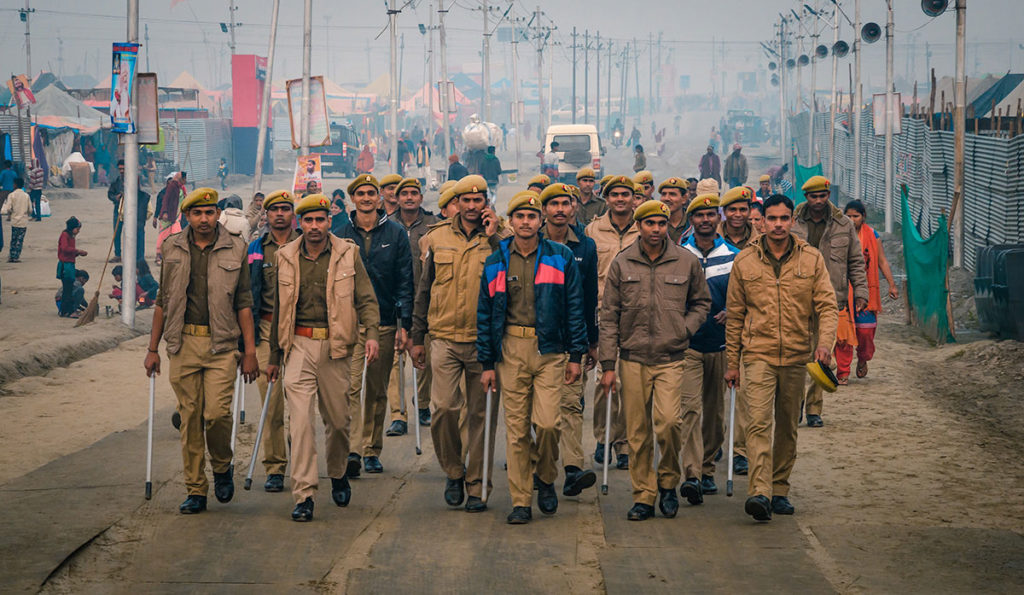 Group of Kumbh Mela authorities on the street - India
