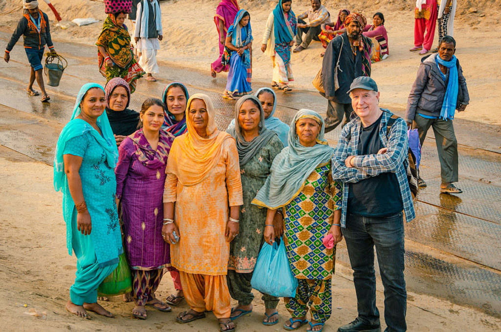 Ed alongside a group of Indian women - India