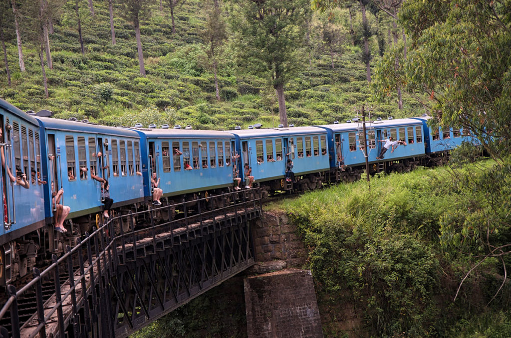 Blue train over a bridge to Ella - Sri Lanka