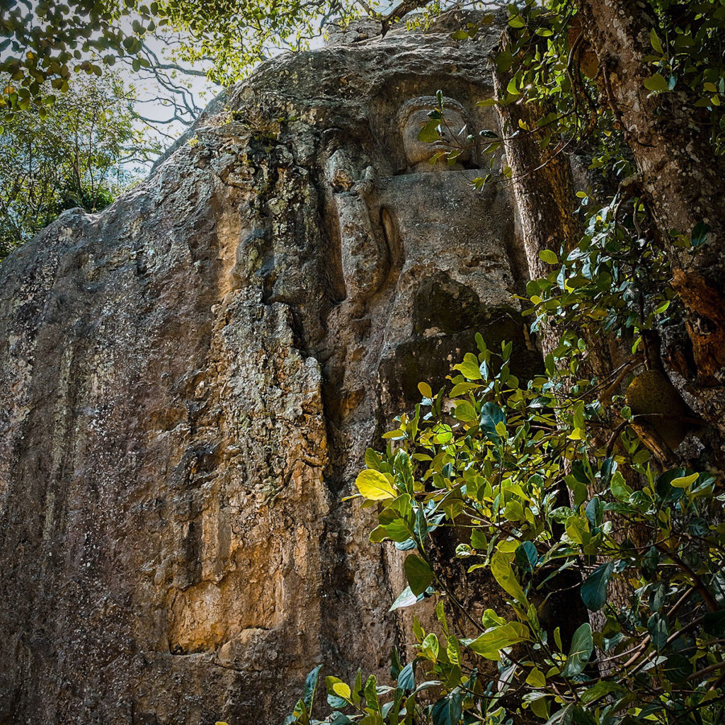 Buddha carving on a cliff rock - Dhowa Rock Temple