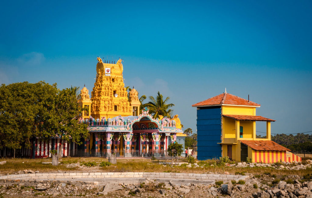 Brightly colored Hindu temple - Jaffna City