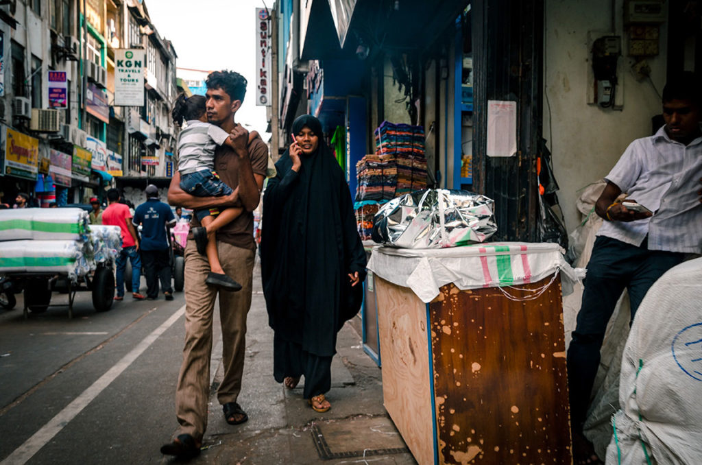 Muslim family walking on the street - Sri Lanka