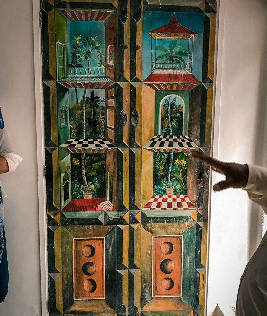 Intricately painted wood door - Geoffrey Bawa House