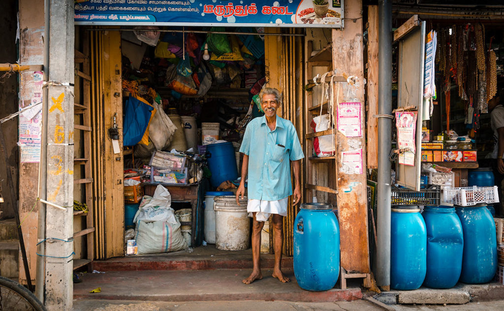 Store owner in front of his shop - Jaffna City