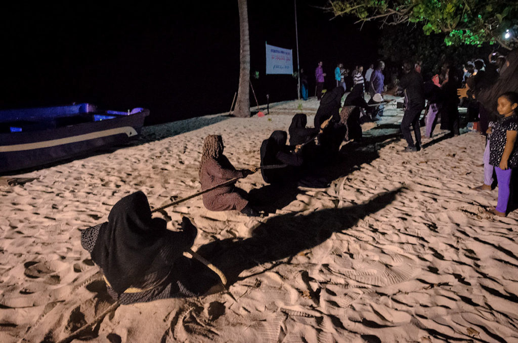 Women competing in a Tug of War - Maldives