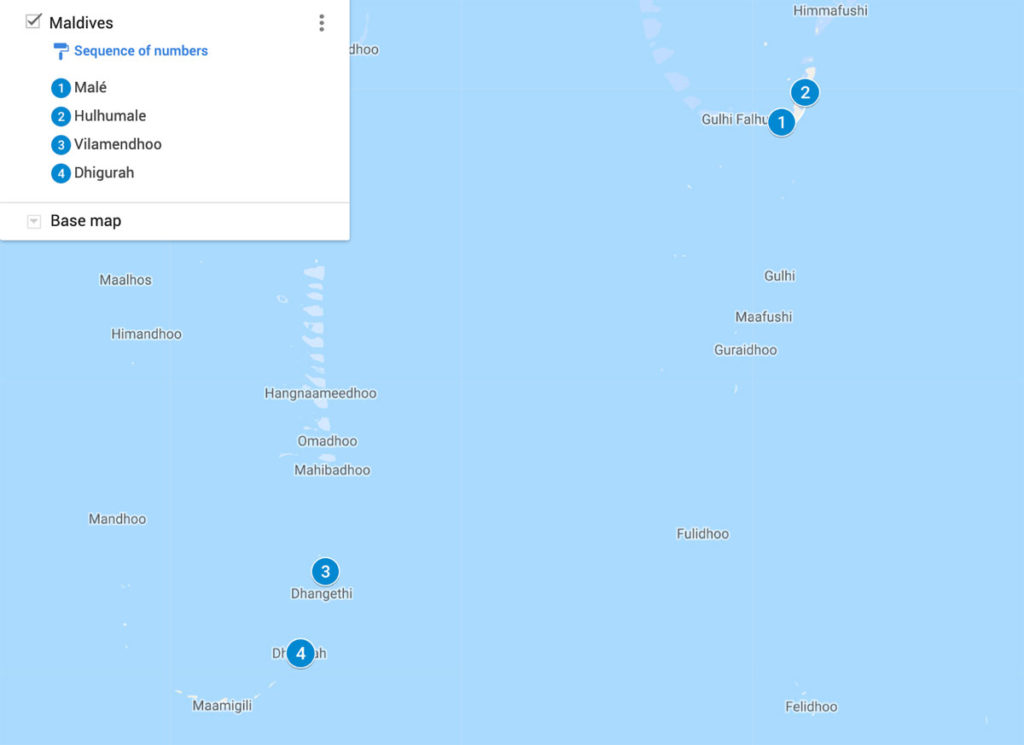 Map showing the islands of Maldives - Maldives