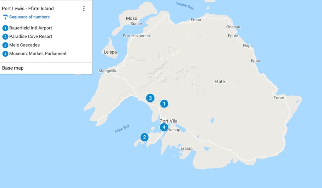 Port Vila, Efate Island Map