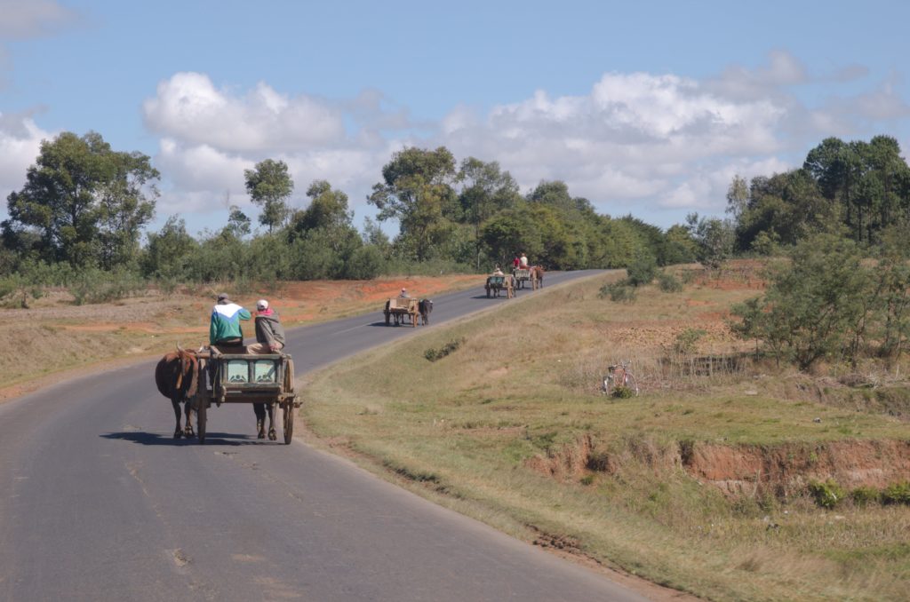 Wagons on RN7 in Madagascar