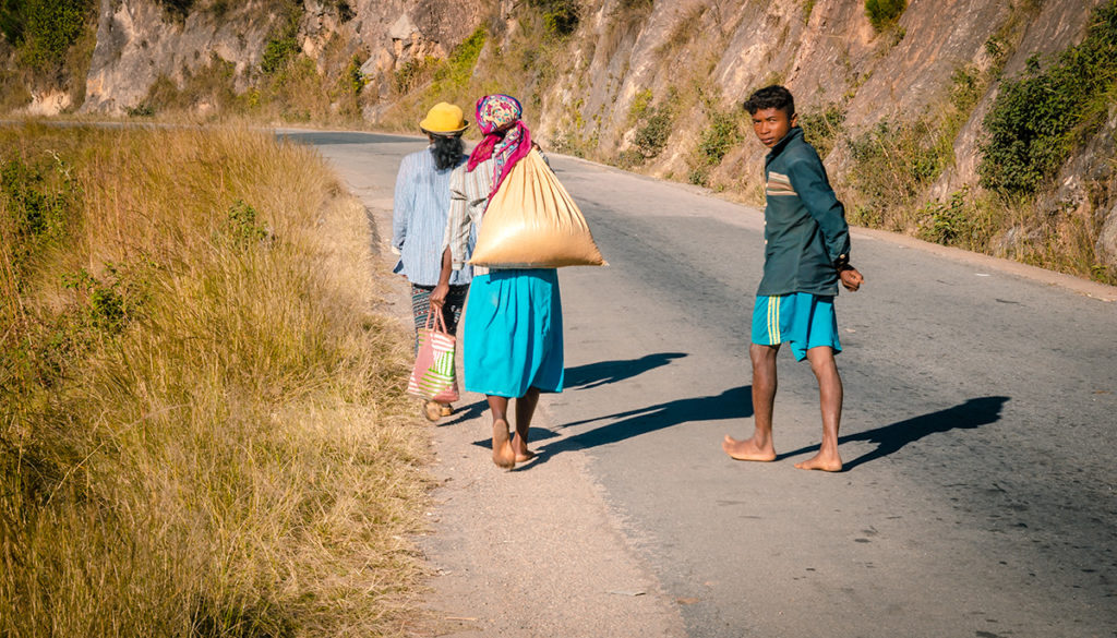 People on RN7 in Madagascar