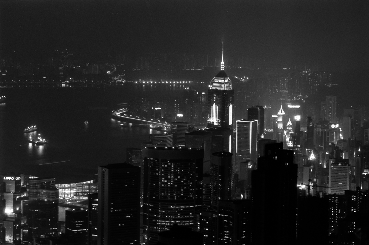 Hong Kong skyline and city lights at night