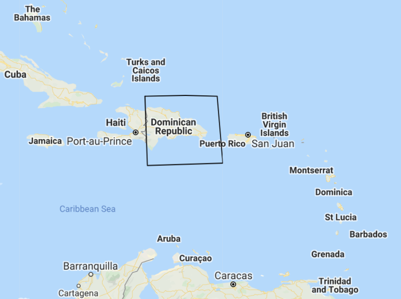 Map of Dominican Republic in the Caribbean