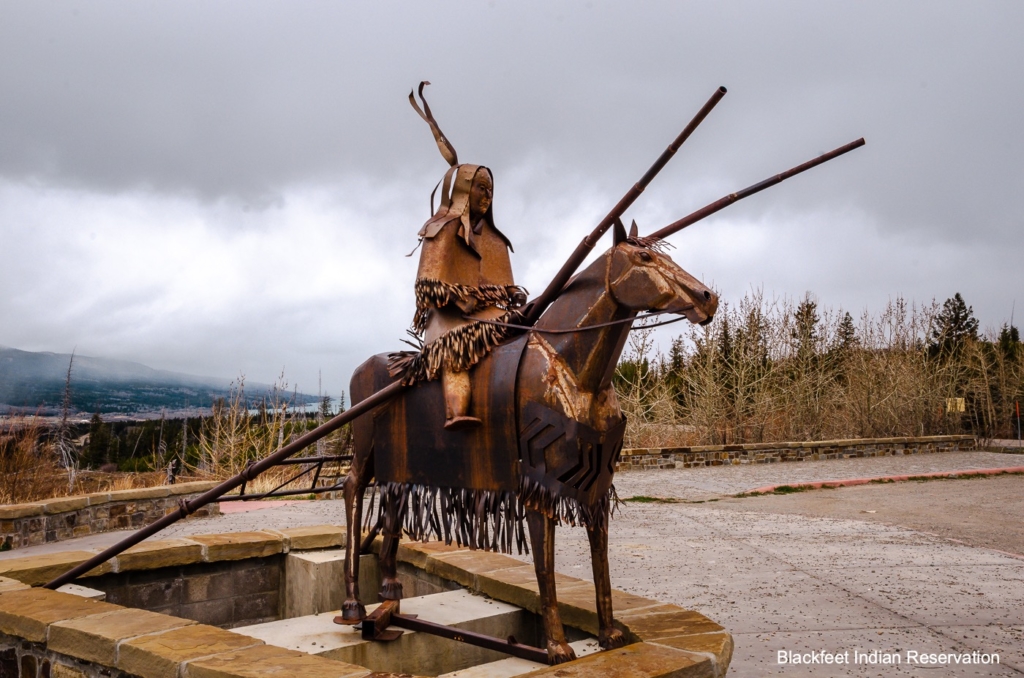 Blackfeet Warrior on Horse Statue