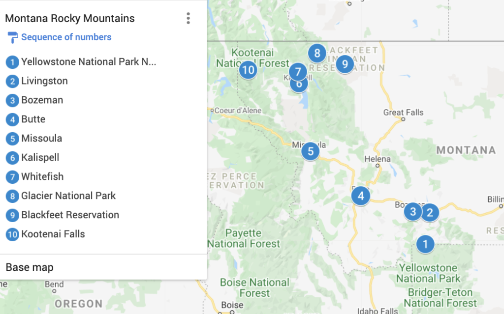 Montana Rocky Mountains Map