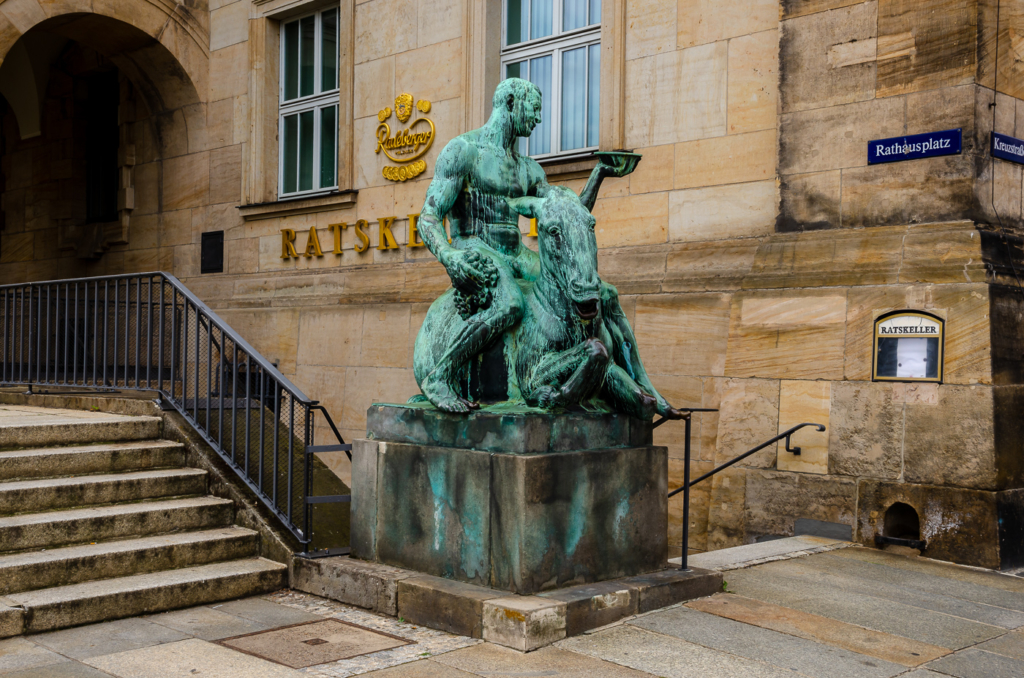 Dresden New City Hall – Bacchus on Drunk Donkey Statue