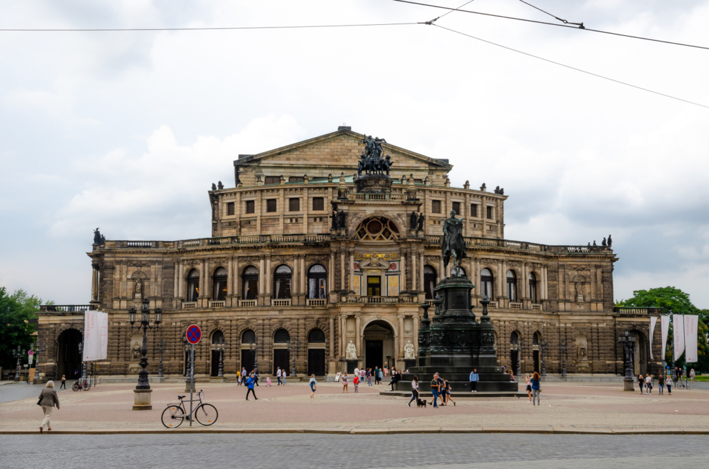 Dresden Opera House and Equestrian Statue of King Johann